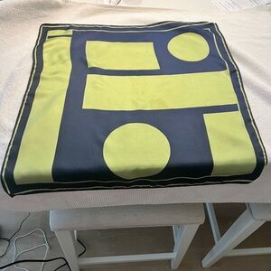 Vintage Adrienne Vittadini Silk Scarf in Navy and Lime
